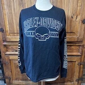 Harley-Davidson Skull Steel City Washington PA Long Sleeve Tee Black Unisex M